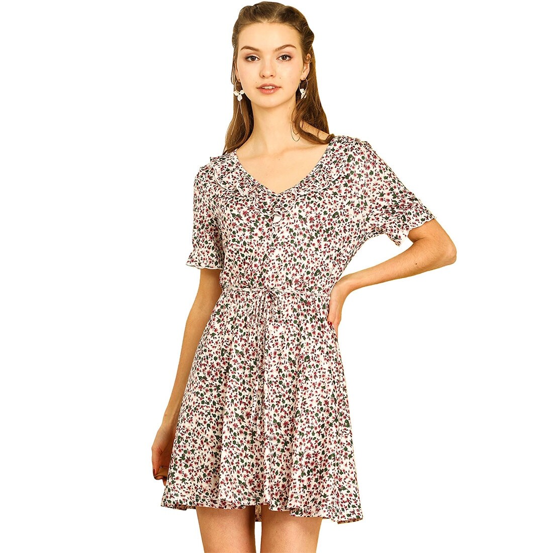 v neck short sleeve dress