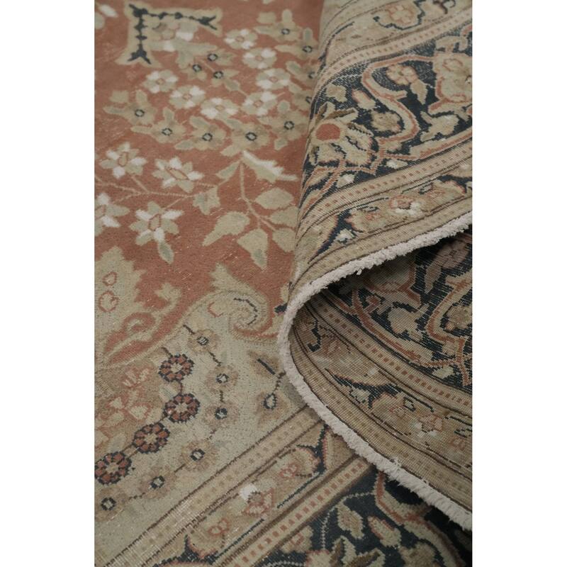 Hand Knotted Oriental 100% Wool Carpet Traditional Floral Oranges & Rust Kerman Area Rug - 9' 6'' X 6' 6''