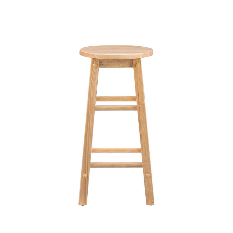 Natural Barstool with Round Seat, 24-Inch