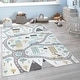 preview thumbnail 5 of 4, Nursery Rug with Streets Cars and Trees Motif in Pastel Colors