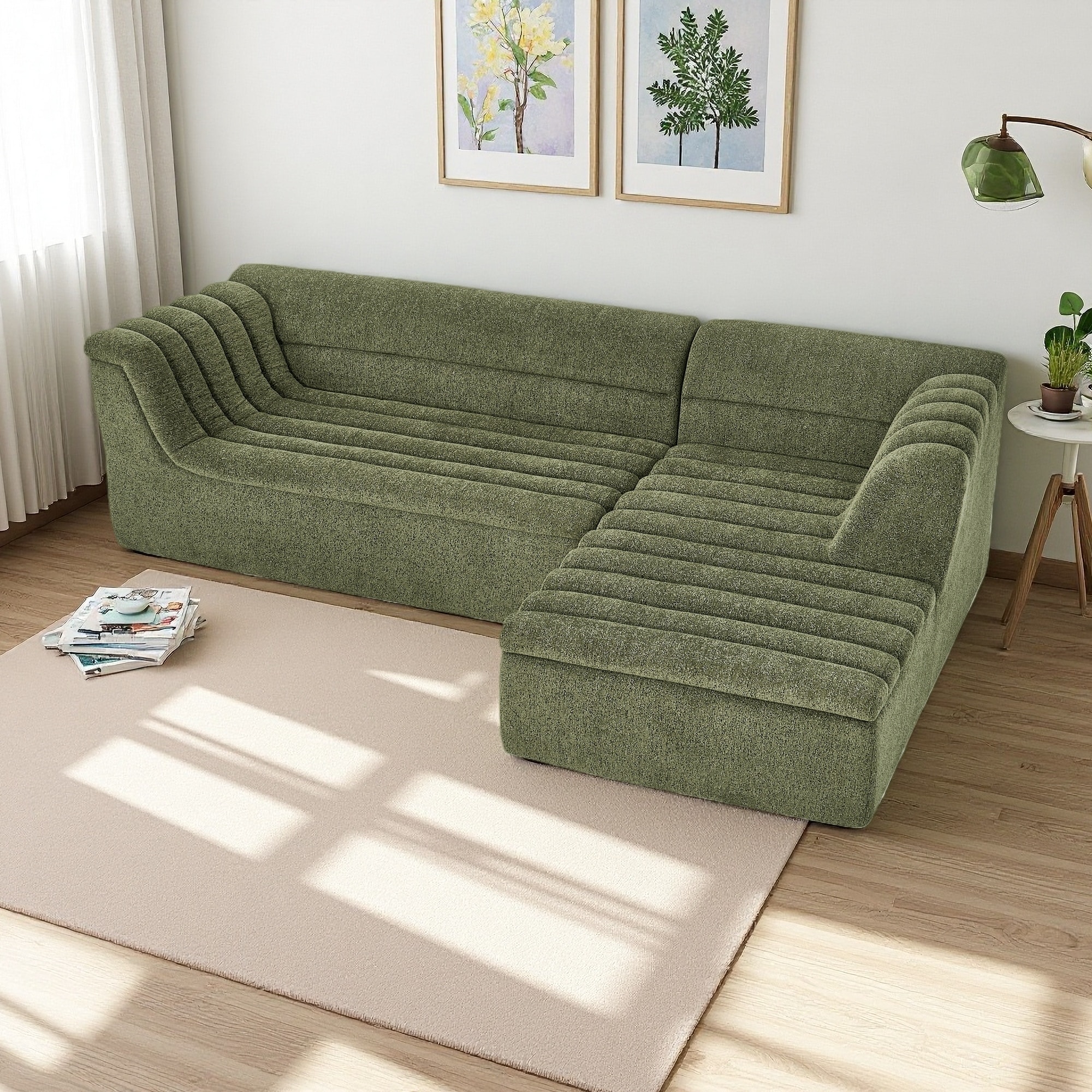 106" Chenille L-Shaped Modular Sectional Sofa with Chaise