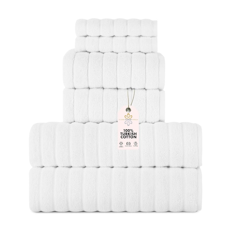 Brampton 6 Piece Luxury Turkish Cotton Towel Set - White