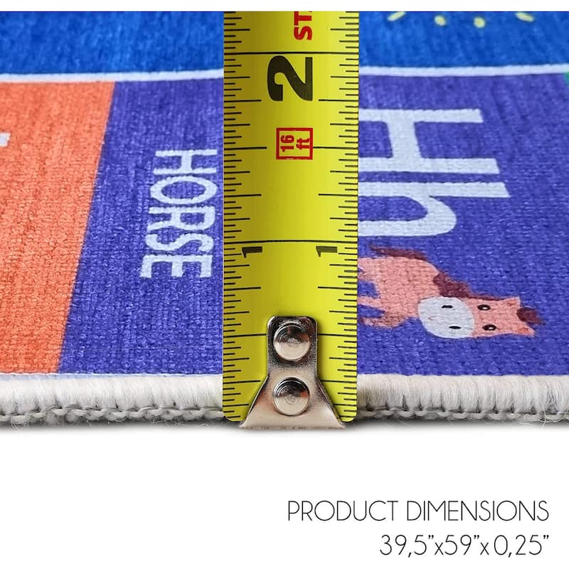 Sussexhome Low Pile Non-Slip Washable Educational Rug