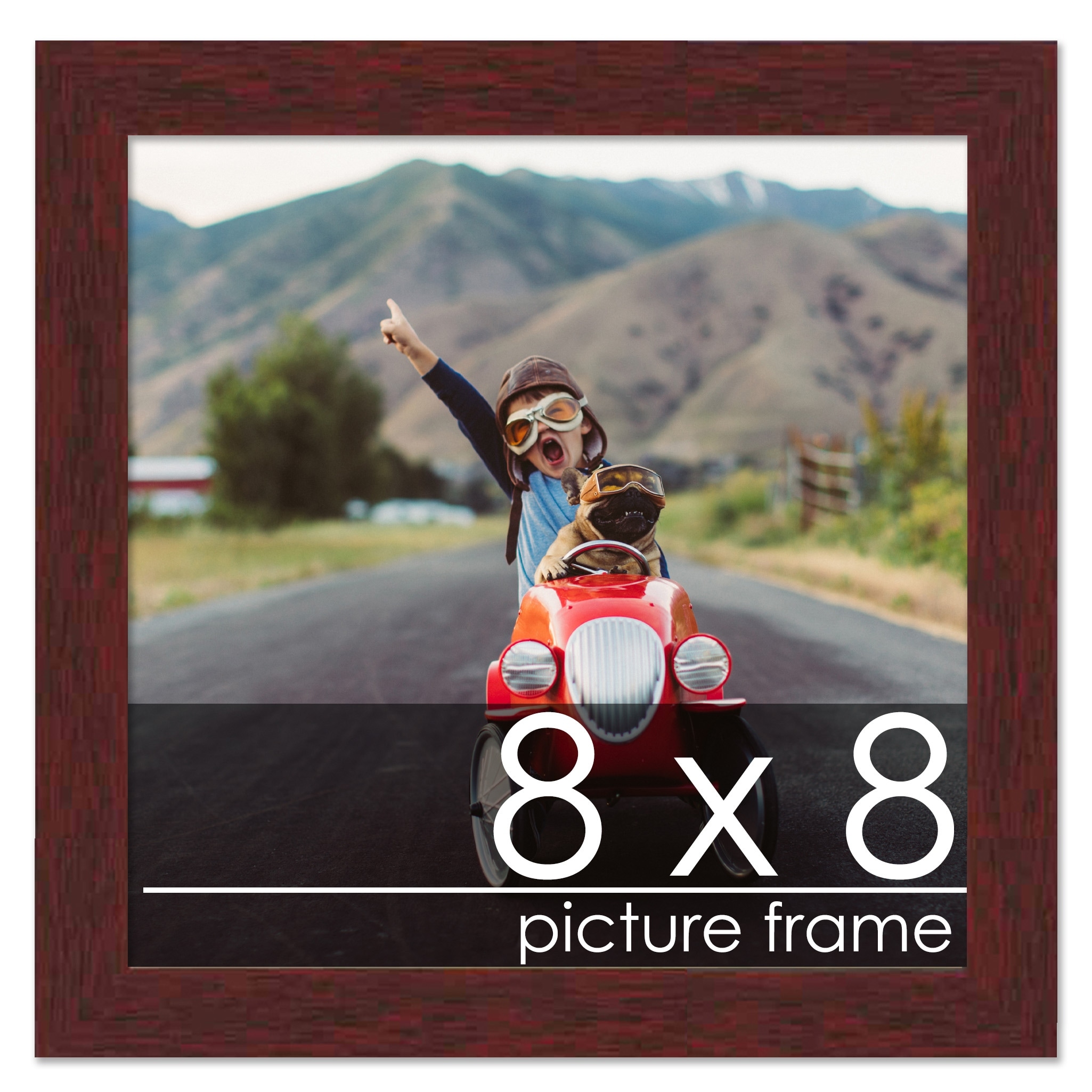 Natural 8x8 Wood Shadow Box with Red Acid-Free Backing - With 5/8