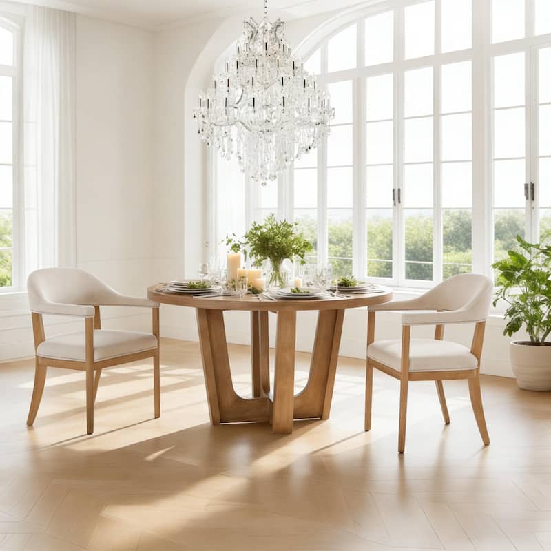 Christopher Knight Home - Upholstered Dining Arm Chair Set with High-Density Foam Padded Cushion & Curved Backrest - 23.62"W