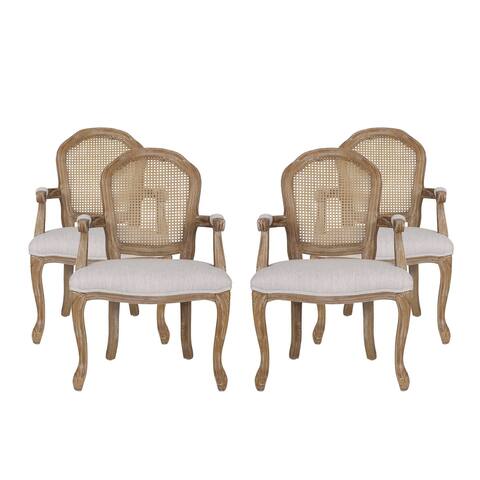 Mina Wood and Cane Upholstered Dining Chair by Christopher Knight Home