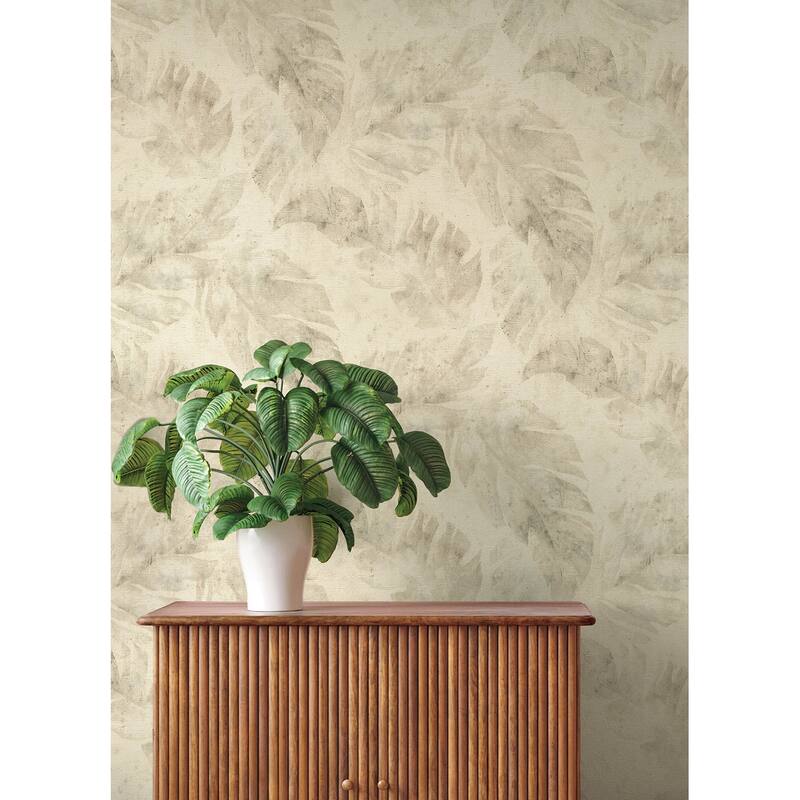 A-Street Prints Sanne Beige Palm Wallpaper