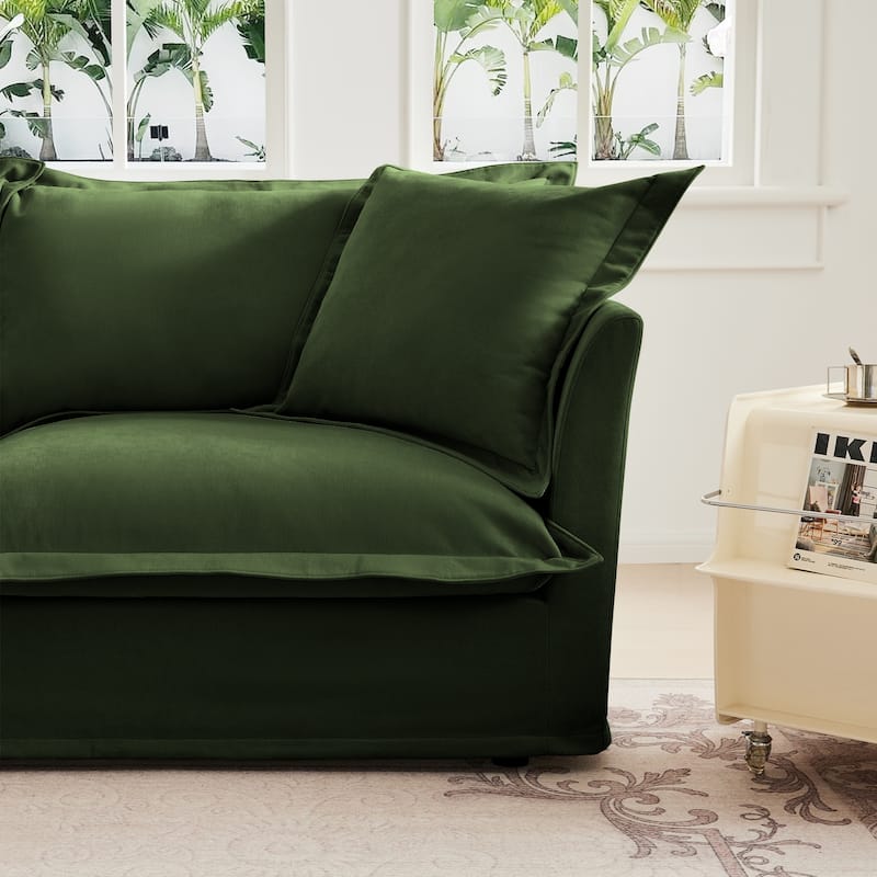 156.6" Chenille L-Shaped Sectional Sofa with 4-Seater and 2 Pillows & Plush Armrests