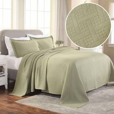 Superior Basketweave Cotton Decorative Bedspread Set