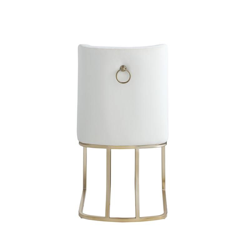 Dining Chairs, Velvet Upolstered Chair, Gold Metal Legs (Set of 2) - White