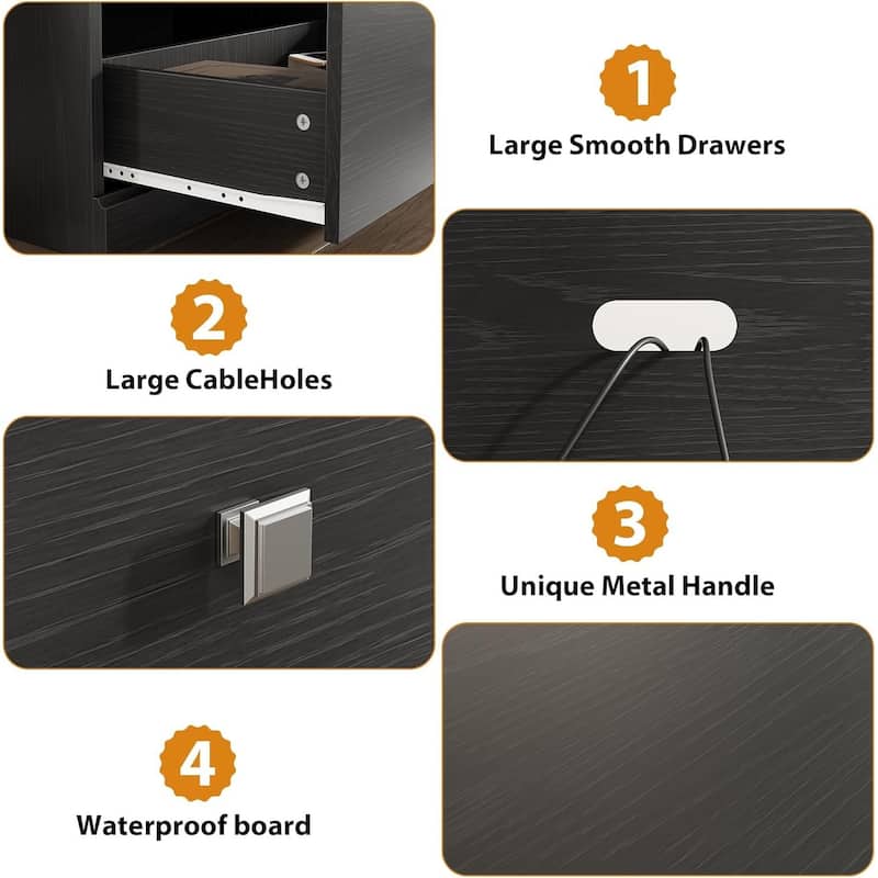 TV Console, with Open Shelves and Storage Drawer