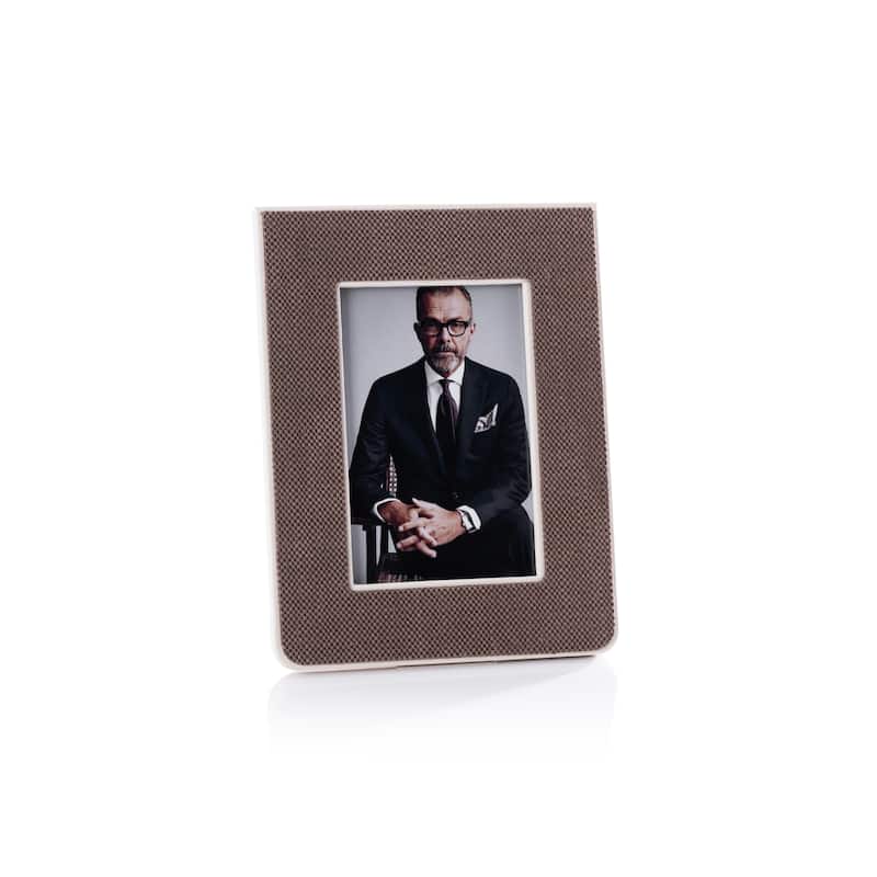 Raffia Over Nappa Cream Leather Photo Frame - 4" x 6"