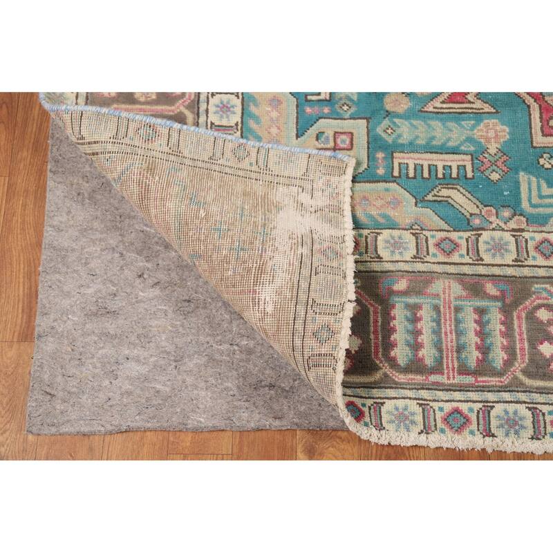 Pink Red Geometric Tabriz Persian Area Rug Hand-Knotted Wool Carpet - 6'6"x 9'10"