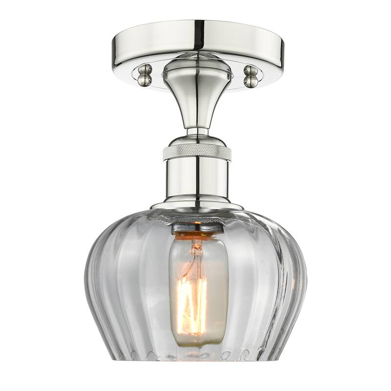 Innovations Lighting Fenton - 1 Light 7" Semi-Flush Mount - Clear/Polished Nickel