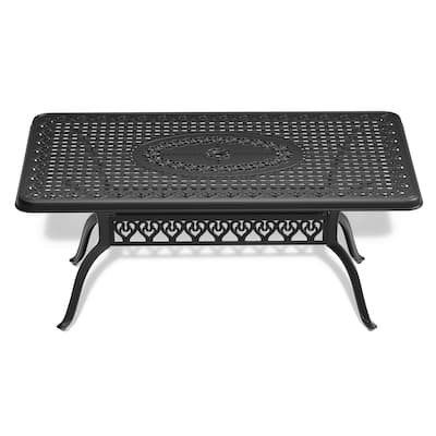Cast Aluminum Patio Dining Table With Frame and Umbrella Hole