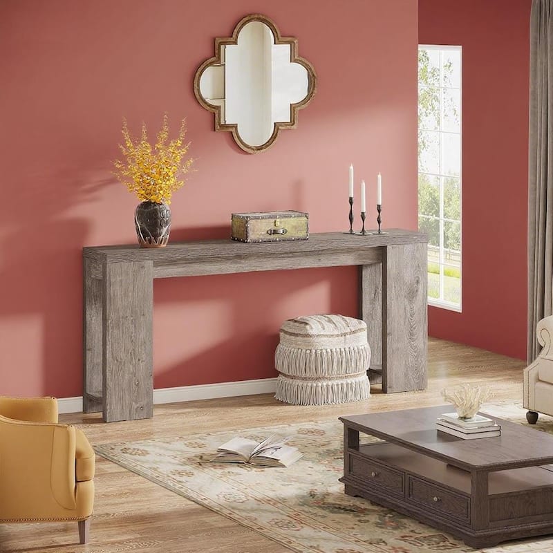 Farmhouse Console Table Rustic Wood Entryway Sofa Hallway Foyer Table 70 Inch - 70.9" x 11.8" x 33.5"