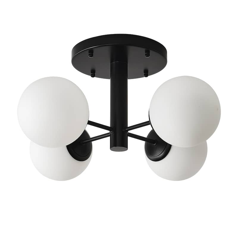 4 - Light Globe Black Metal Sputnik Semi Flush Mount Ceiling Light