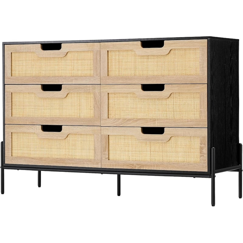 Natural Rattan Dresser - Black