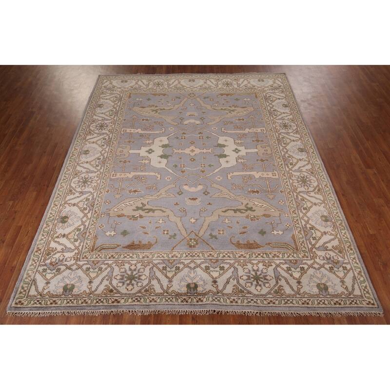 Oushak Indian Area Rug Hand-Knotted Transitional Wool Carpet - 8'0"x 9'10"