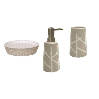 3-Piece Countertop Accessories Set MSV France Tree Taupe