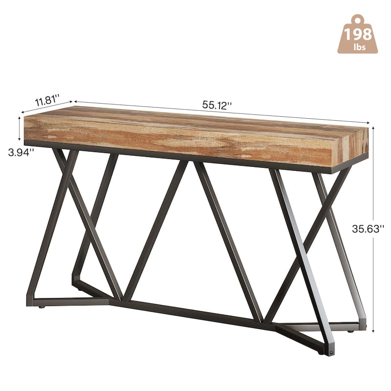 Rustic Console Table, 55 Inch Sofa Table Entryway Table