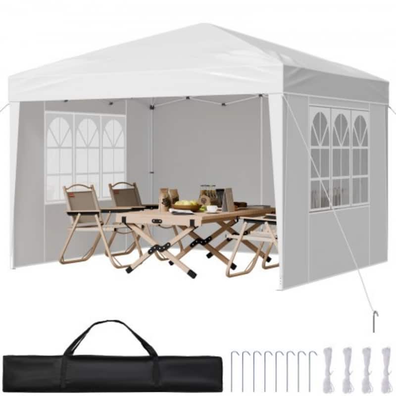 10x10 ft UV Protection Pop-Up Canopy Tent with Instant Setup Sidewalls and Windows for Outdoors