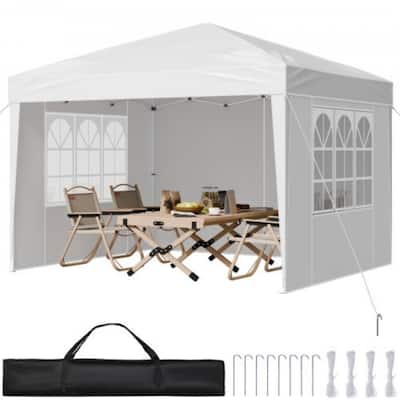 10x10 ft UV Protection Pop-Up Canopy Tent with Instant Setup Sidewalls and Windows for Outdoors