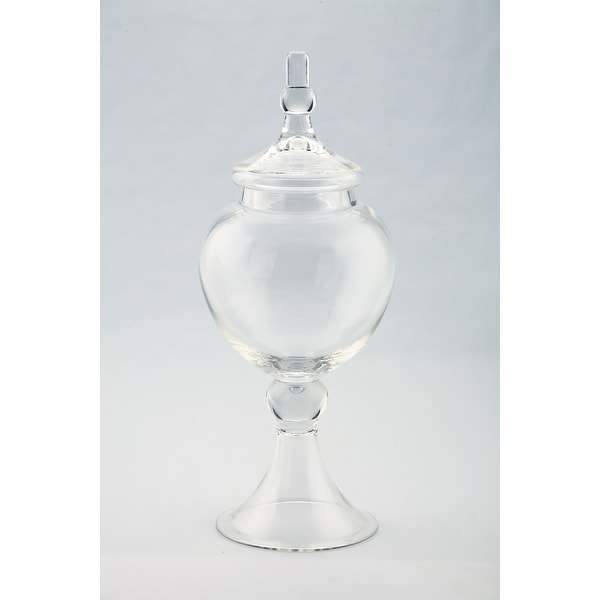 16.5” Clear Hand-Blown Glass Jar with Finial Lid - N/A