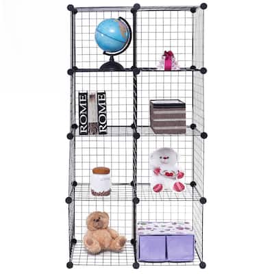 Gymax 8 Cube Grid Wire Organizer Wardrobe Shelves Bookcase DIY