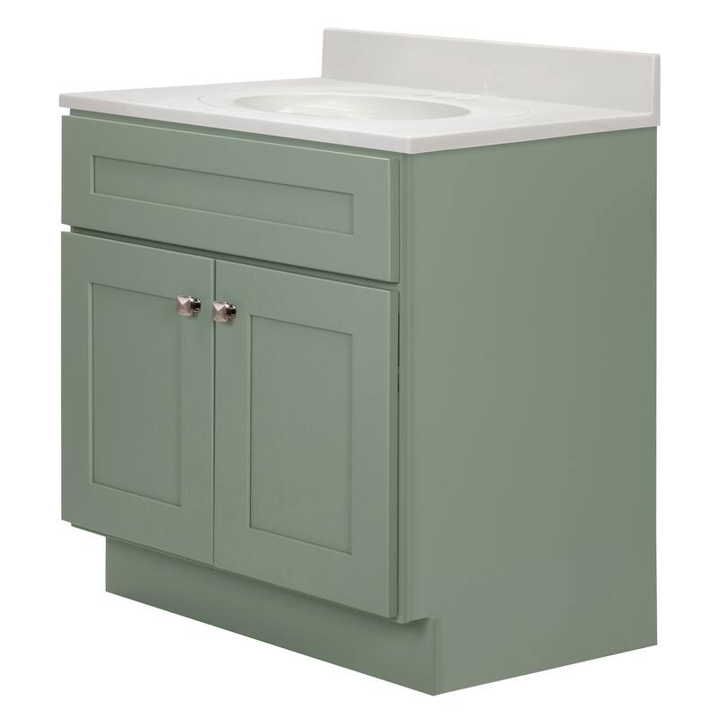 Brookings 31 Inch Assembled Bath Vanity with Ivory Swirl Top