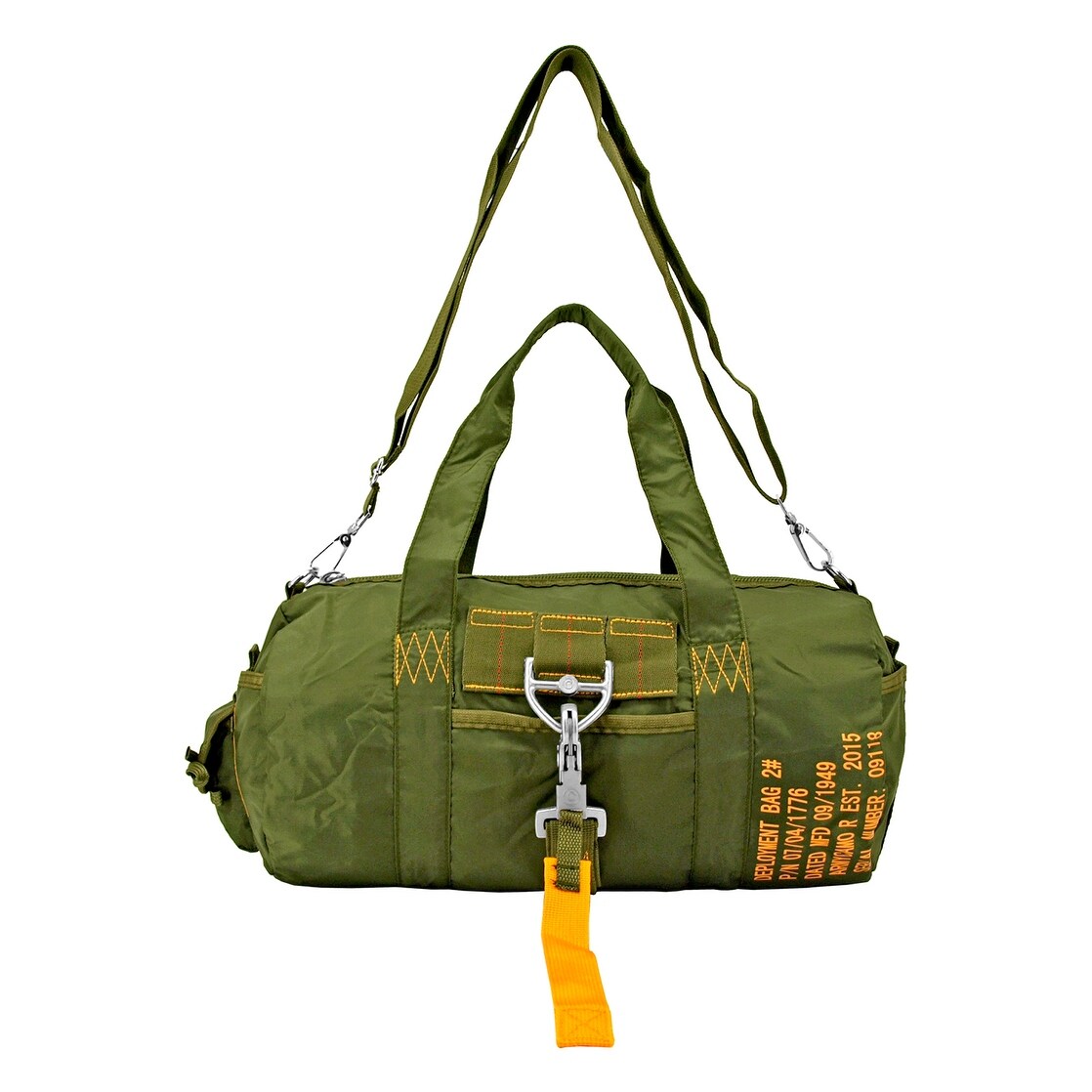 olive green duffle bag