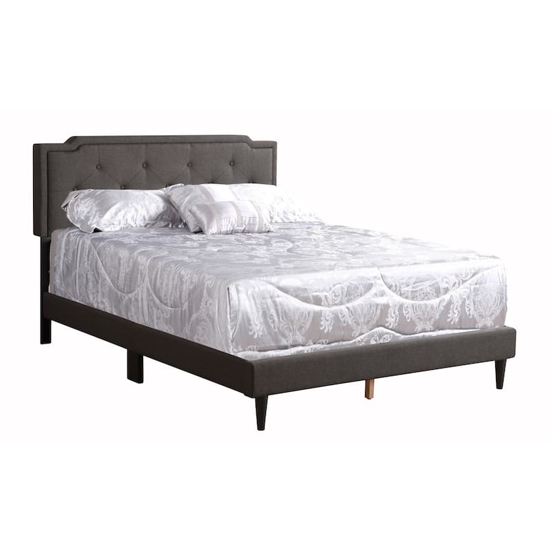 Full Size Fabric Tufted Platform Bed with Adjustable Headboard (All-in-One Box)