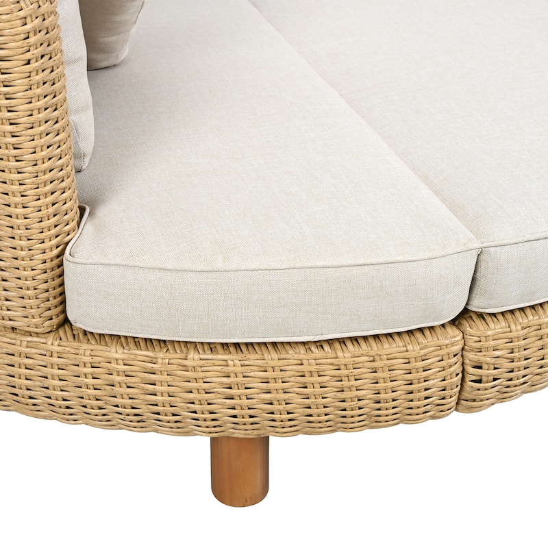 Christopher Knight Home - Jennie 63" Wicker Round Outdoor Daybed with Waterproof Cushions