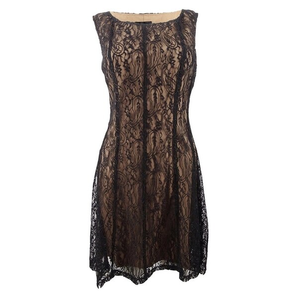 black lace fit and flare dresses