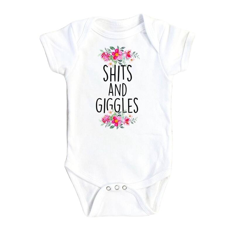 Giggles Floral - Baby Boy Girl Clothes Infant Bodysuit Funny Cute Newborn - White - 0-3M