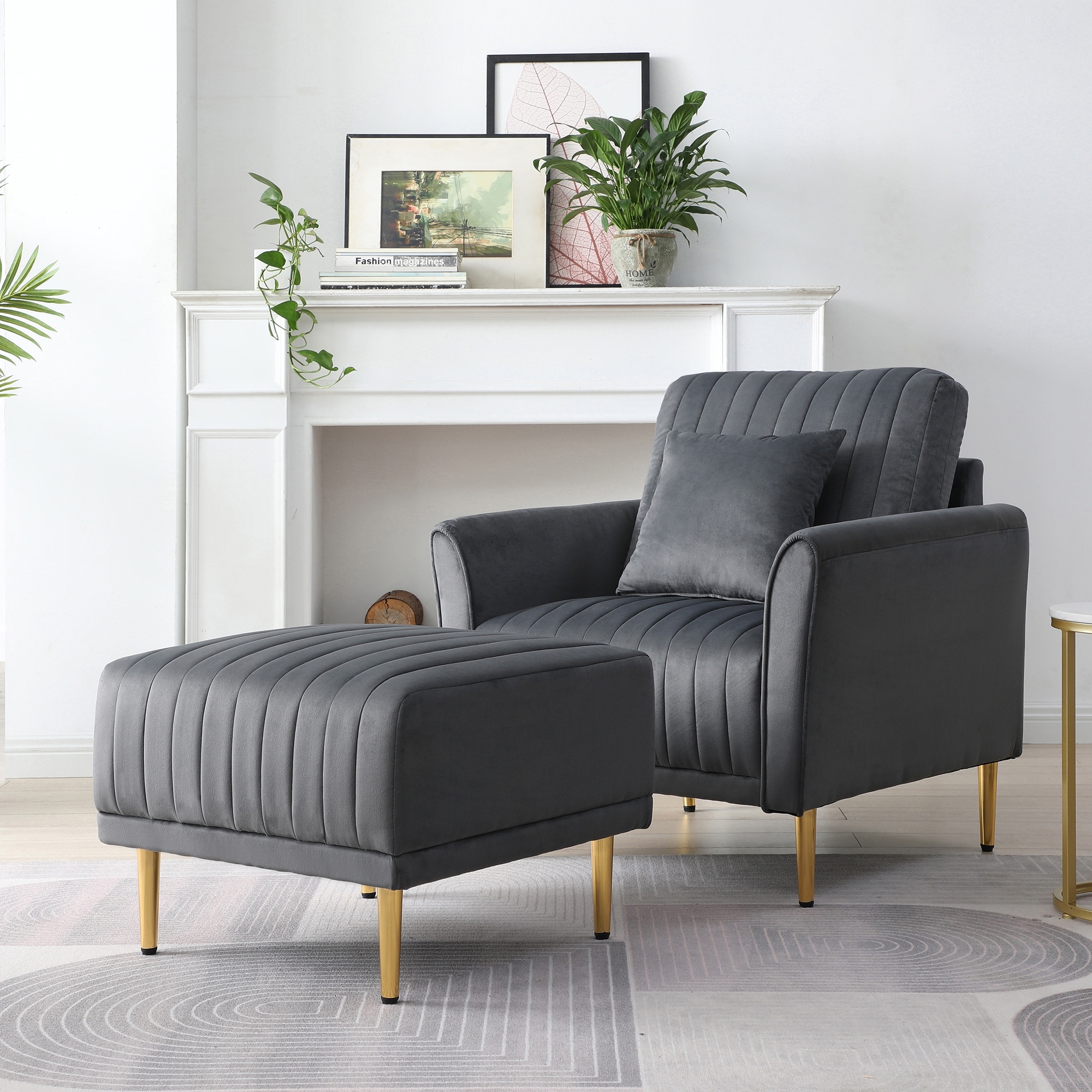 Velvet Upholstered Accent Chair Modern Single Sofa Chair and