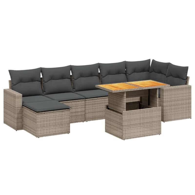 vidaXL Patio Sofa Set with Cushions Outdoor Lounge Set 8 Piece Poly Rattan - 21.7 x 39.4 x 28.7
