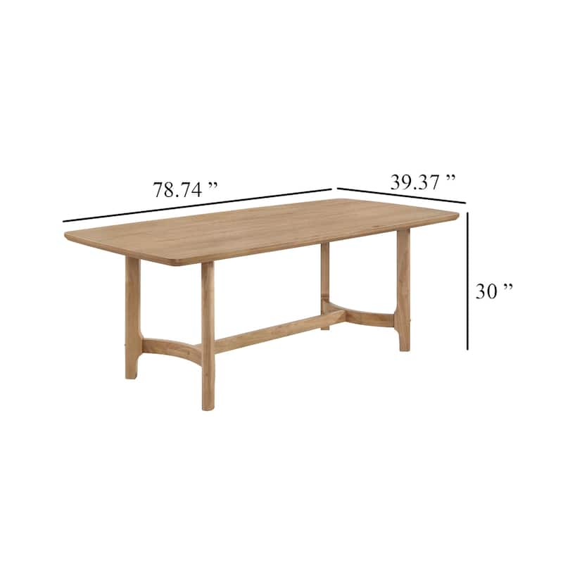 Aruk Dining Table, 79 Inch Brown Wood Tabletop, Rounded Edges - Powder Brown