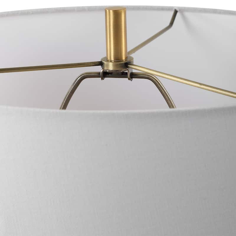 Ribbed Table Lamp with Tapered Shade - 22.5" - White