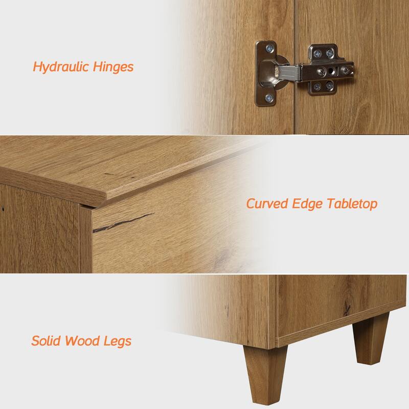WAMPAT Wood TV Stand with Drawer & Charging Station for 100 Inches TVs