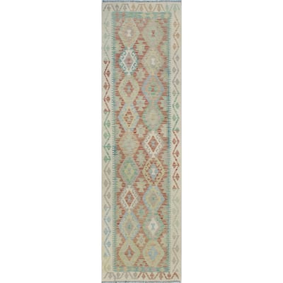 Sun Faded Flatweave Nudara Red/Ivory Runner - 2'11" x 9'11"