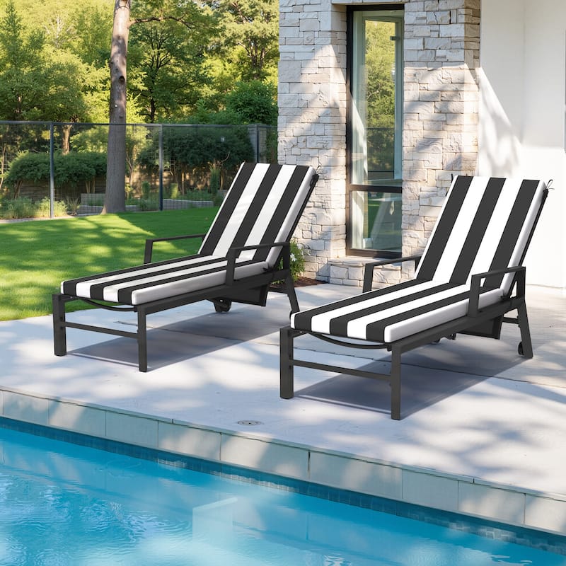 Outdoor Patio Chaise Lounge Cushion with Sunbrella