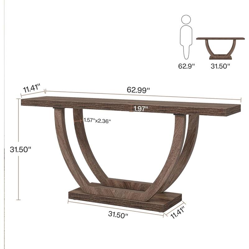 63" Farmhouse Console Table, Chocolate Brown