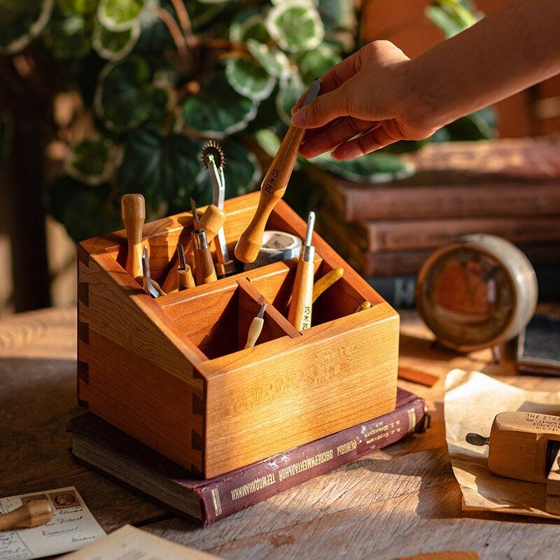 RusticReach Solid Wood Desktop Organizer Small Organizer