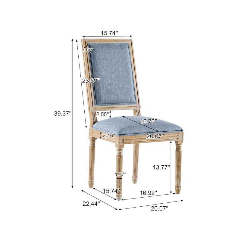 [Set of 6] French Country Dining Chairs-Elegant Cane Backrest&Upholstered Seats with Fluted Legs-Solid Rubberwood Frame