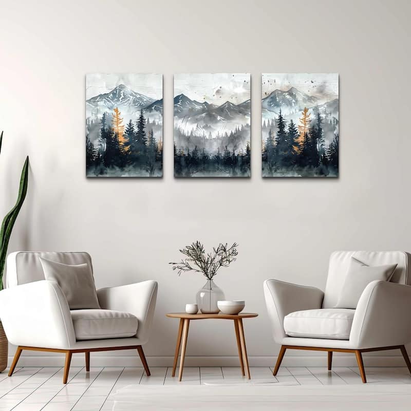 Mountain Landscape Wall Pictures Foggy Forest Vintage Paintings