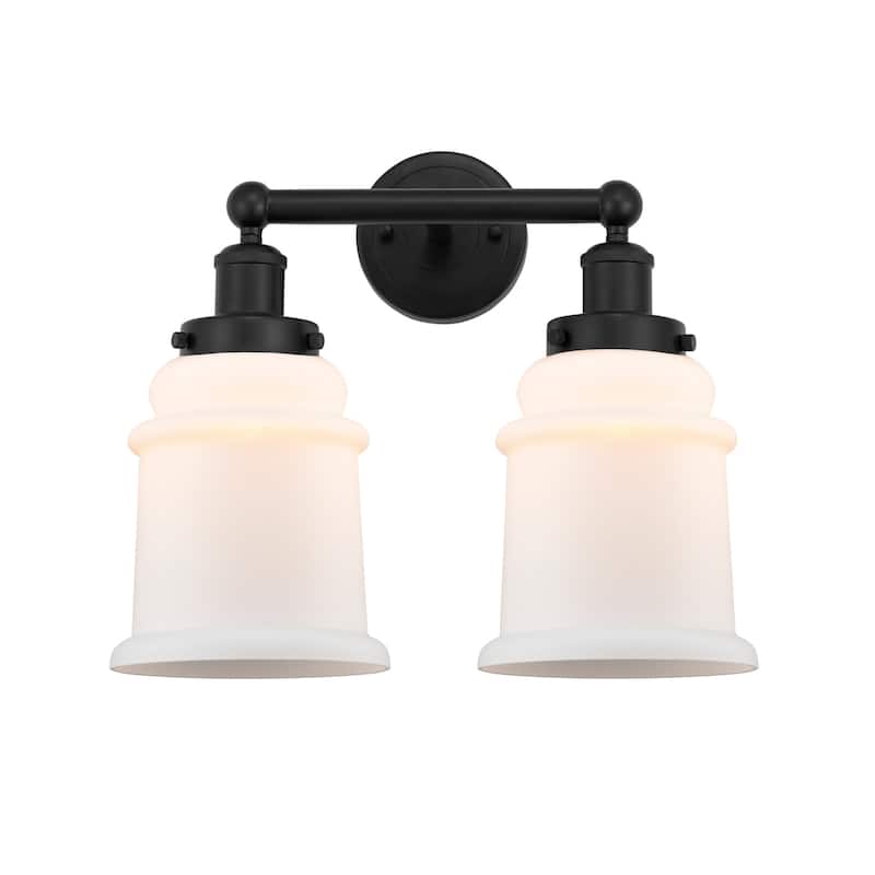 Innovations Lighting 616-2W-13-15 Canton Vanity Canton 2 Light 15" - Matte Black / Matte White