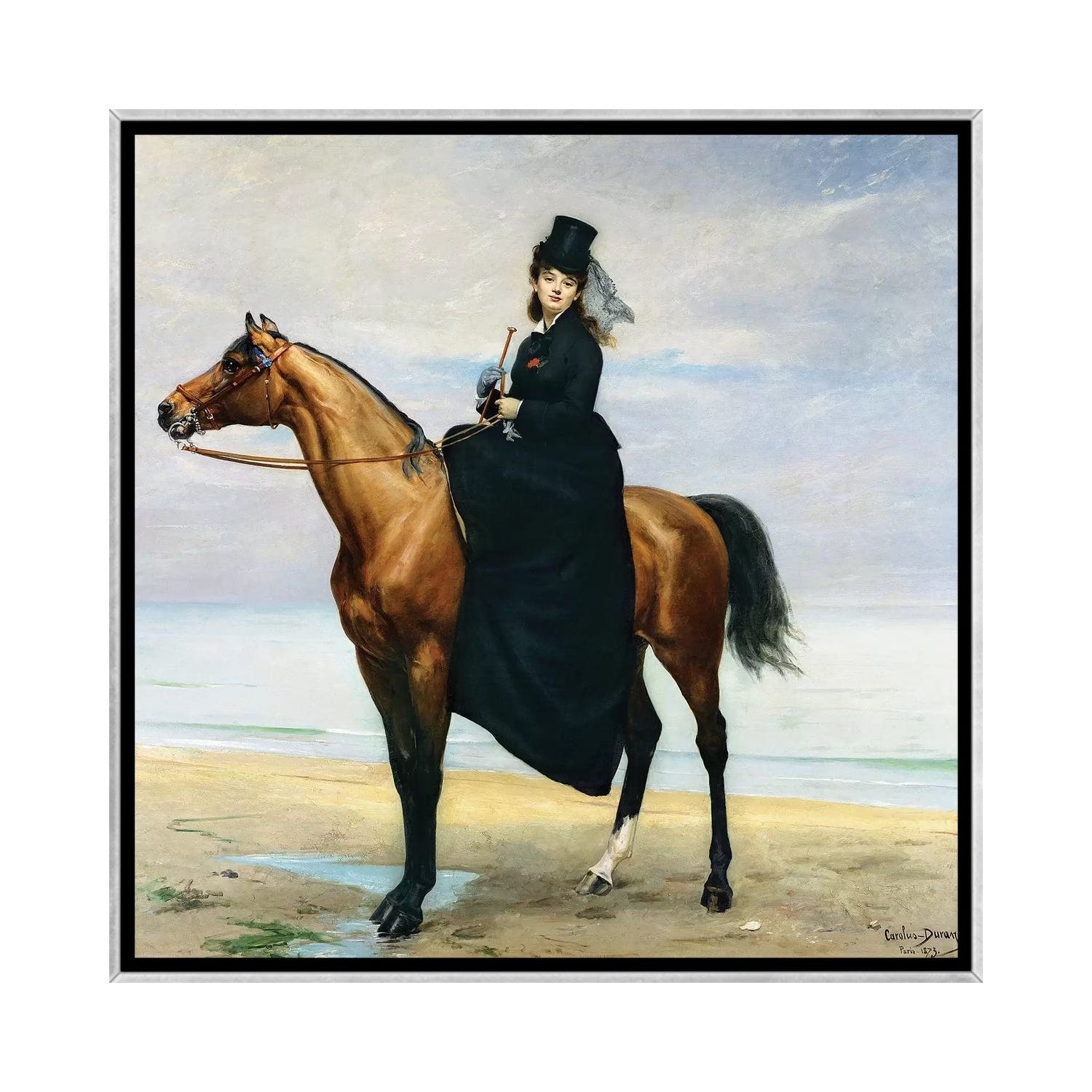 iCanvas "Equestrian Portrait of Mademoiselle Croizette, 1873" by Charles Emile Auguste Carolus-Duran Framed