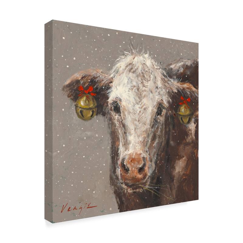 Mary Miller Veazie 'Patty The Brown Christmas Cow' Canvas Art