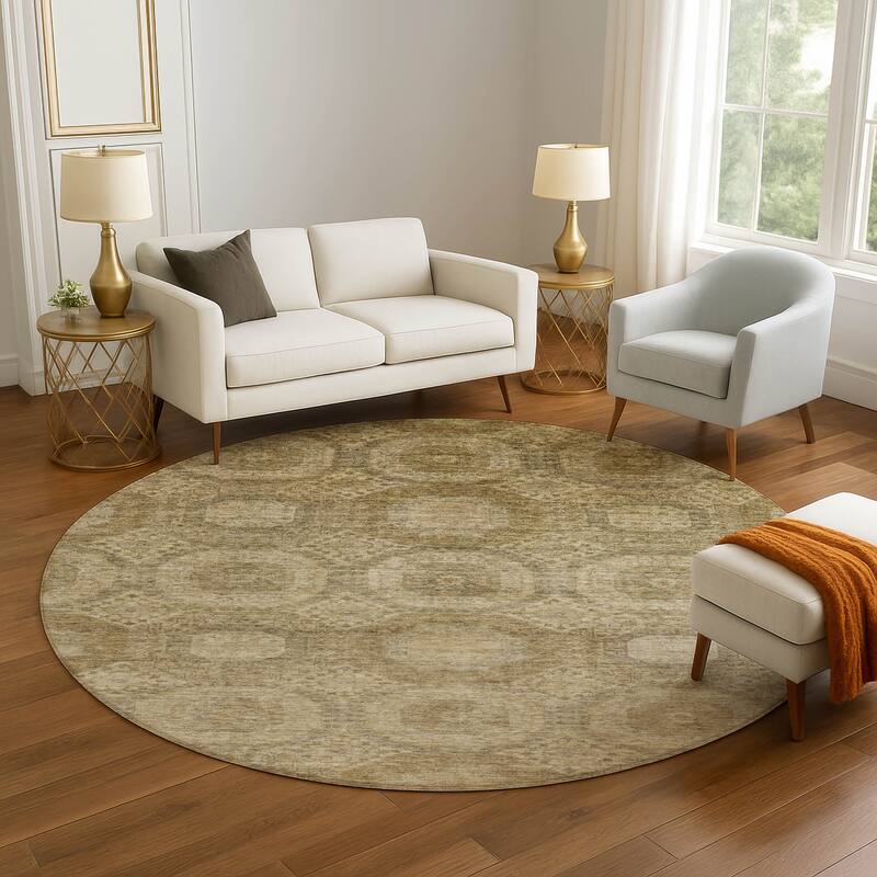 Premium Washable Super Soft Vintage Traditional Mayfield Rug - Brown - 8' x 8'